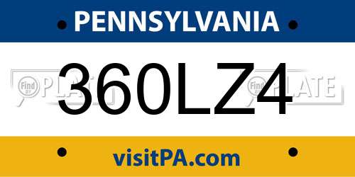 360LZ4 Pennsylvania License Plate