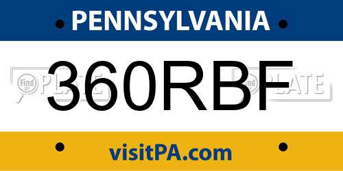 360RBF Pennsylvania License Plate