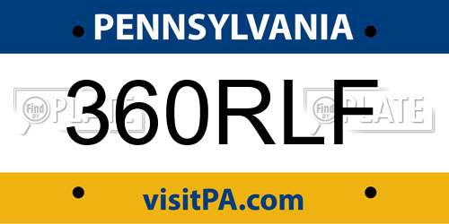 360RLF Pennsylvania License Plate