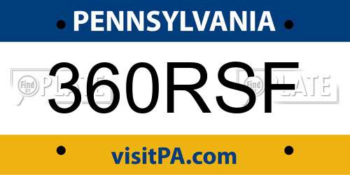 360RSF Pennsylvania License Plate