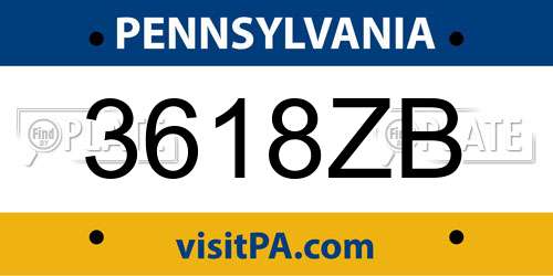 3618ZB Pennsylvania License Plate