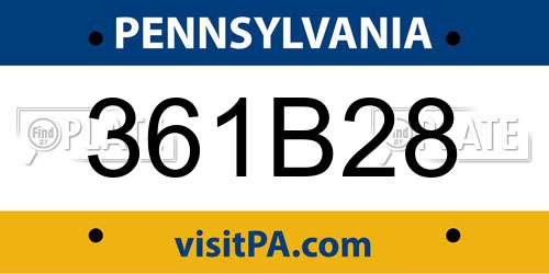 361B28 Pennsylvania License Plate