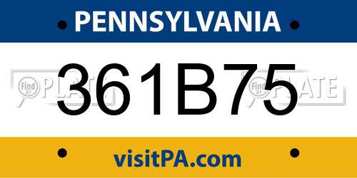 361B75 Pennsylvania License Plate