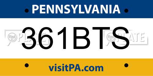 361BTS Pennsylvania License Plate