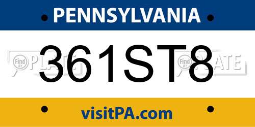 361ST8 Pennsylvania License Plate