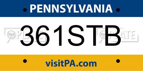 361STB Pennsylvania License Plate