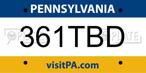 361TBD Pennsylvania License Plate