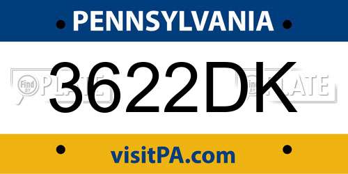 3622DK Pennsylvania License Plate