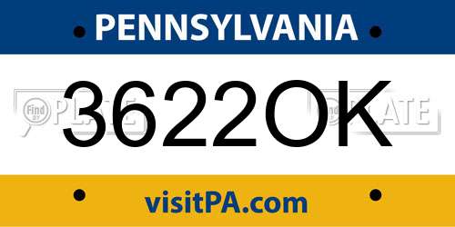3622OK Pennsylvania License Plate