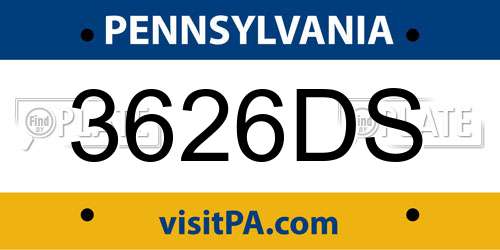 3626DS Pennsylvania License Plate