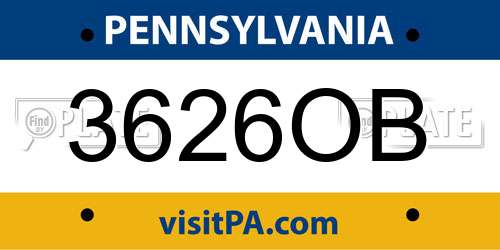 3626OB Pennsylvania License Plate