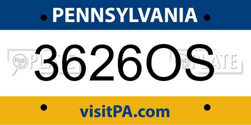 3626OS Pennsylvania License Plate