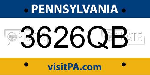 3626QB Pennsylvania License Plate