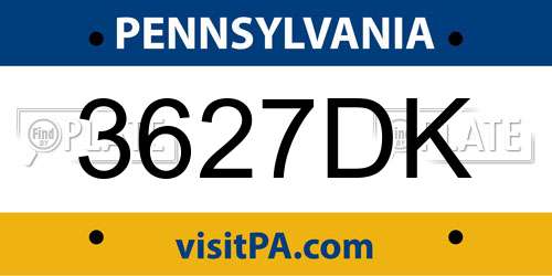 3627DK Pennsylvania License Plate