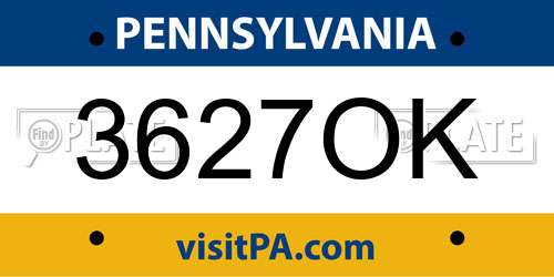 3627OK Pennsylvania License Plate