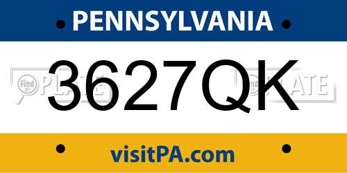 3627QK Pennsylvania License Plate