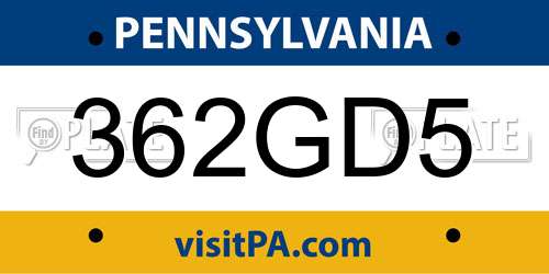 362GD5 Pennsylvania License Plate