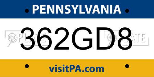 362GD8 Pennsylvania License Plate