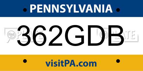 362GDB Pennsylvania License Plate