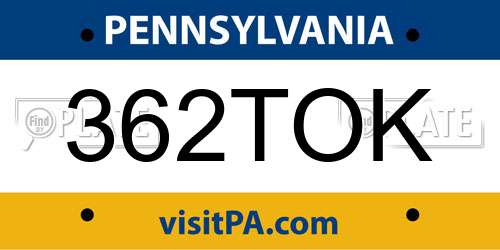 362TOK Pennsylvania License Plate