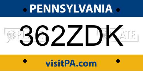 362ZDK Pennsylvania License Plate