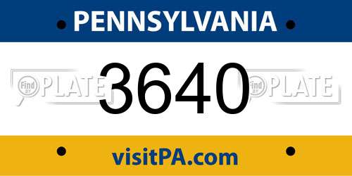 3640 Pennsylvania License Plate
