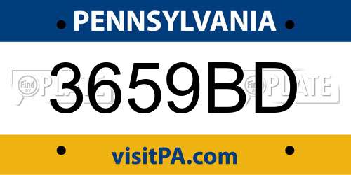3659BD Pennsylvania License Plate