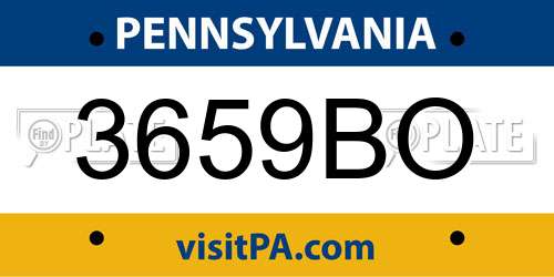 3659BO Pennsylvania License Plate