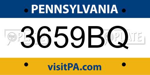 3659BQ Pennsylvania License Plate