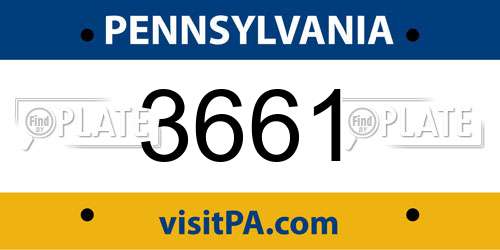 3661 Pennsylvania License Plate