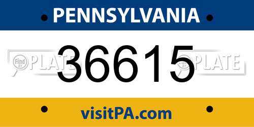 36615 Pennsylvania License Plate