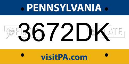 3672DK Pennsylvania License Plate