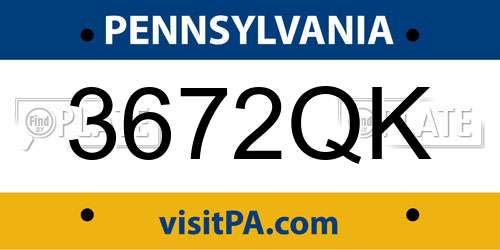 3672QK Pennsylvania License Plate