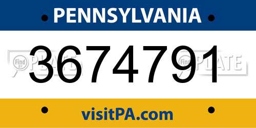 3674791 Pennsylvania License Plate