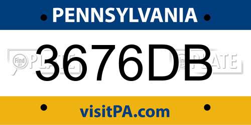 3676DB Pennsylvania License Plate