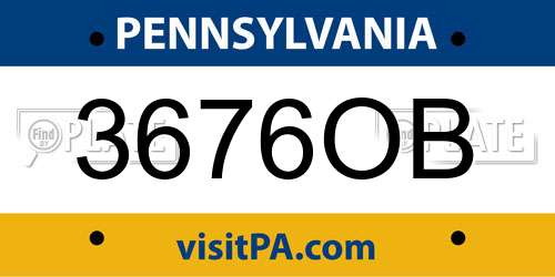 3676OB Pennsylvania License Plate