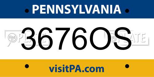3676OS Pennsylvania License Plate