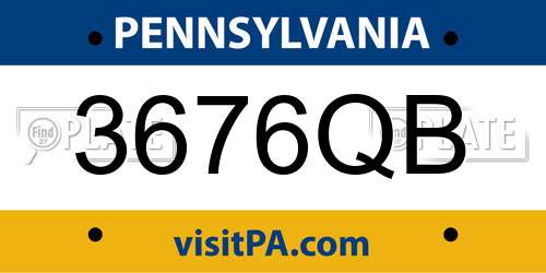 3676QB Pennsylvania License Plate