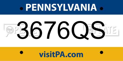 3676QS Pennsylvania License Plate