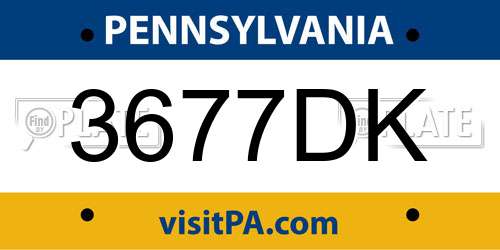 3677DK Pennsylvania License Plate