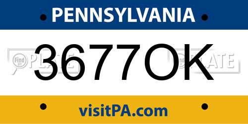 3677OK Pennsylvania License Plate