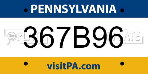 367B96 Pennsylvania License Plate