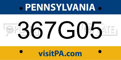 367G05 Pennsylvania License Plate
