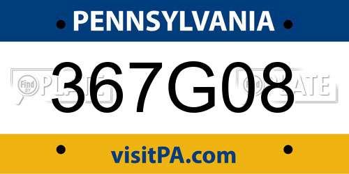 367G08 Pennsylvania License Plate