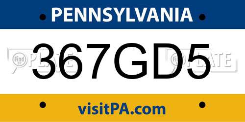 367GD5 Pennsylvania License Plate