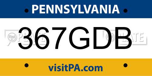367GDB Pennsylvania License Plate