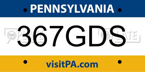 367GDS Pennsylvania License Plate