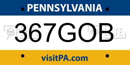 367GOB Pennsylvania License Plate