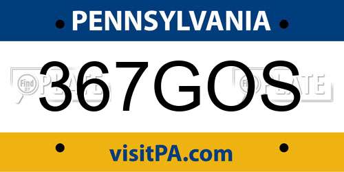 367GOS Pennsylvania License Plate