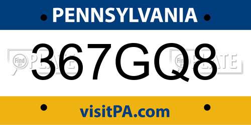 367GQ8 Pennsylvania License Plate